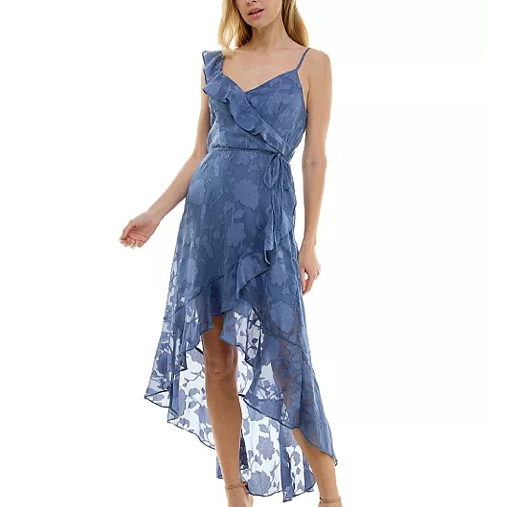 BCX Juniors' Ruffled‎ High-Low Jacquard Dress